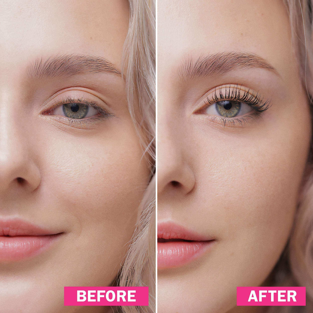 Before and after close-up of a woman&