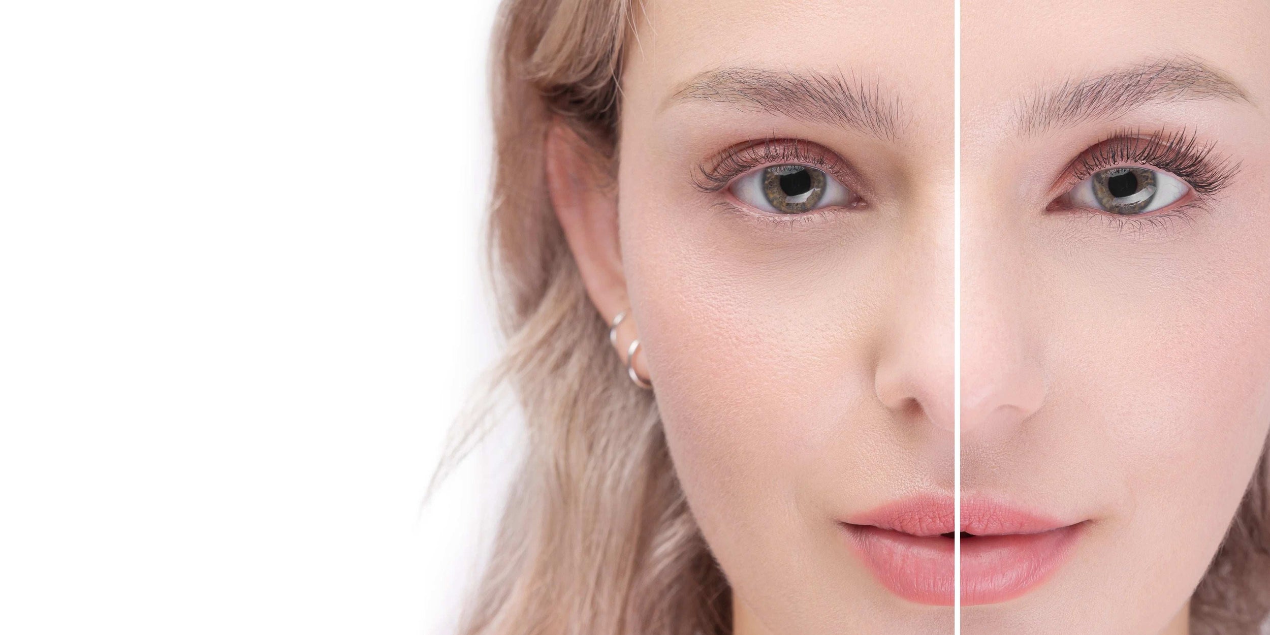 fLASH eyelash serum before and after hero model image